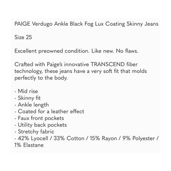 PAIGE Verdugo Ankle Black Fog Lux Coating Skinny Jeans - Picture 6 of 14